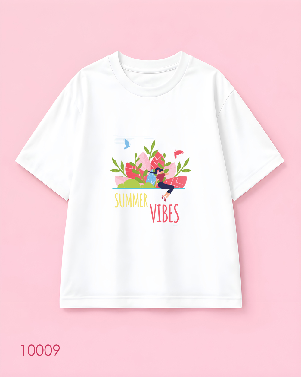 تیشرت اورسایز طرح Summer Vibes دختر و طبیعت