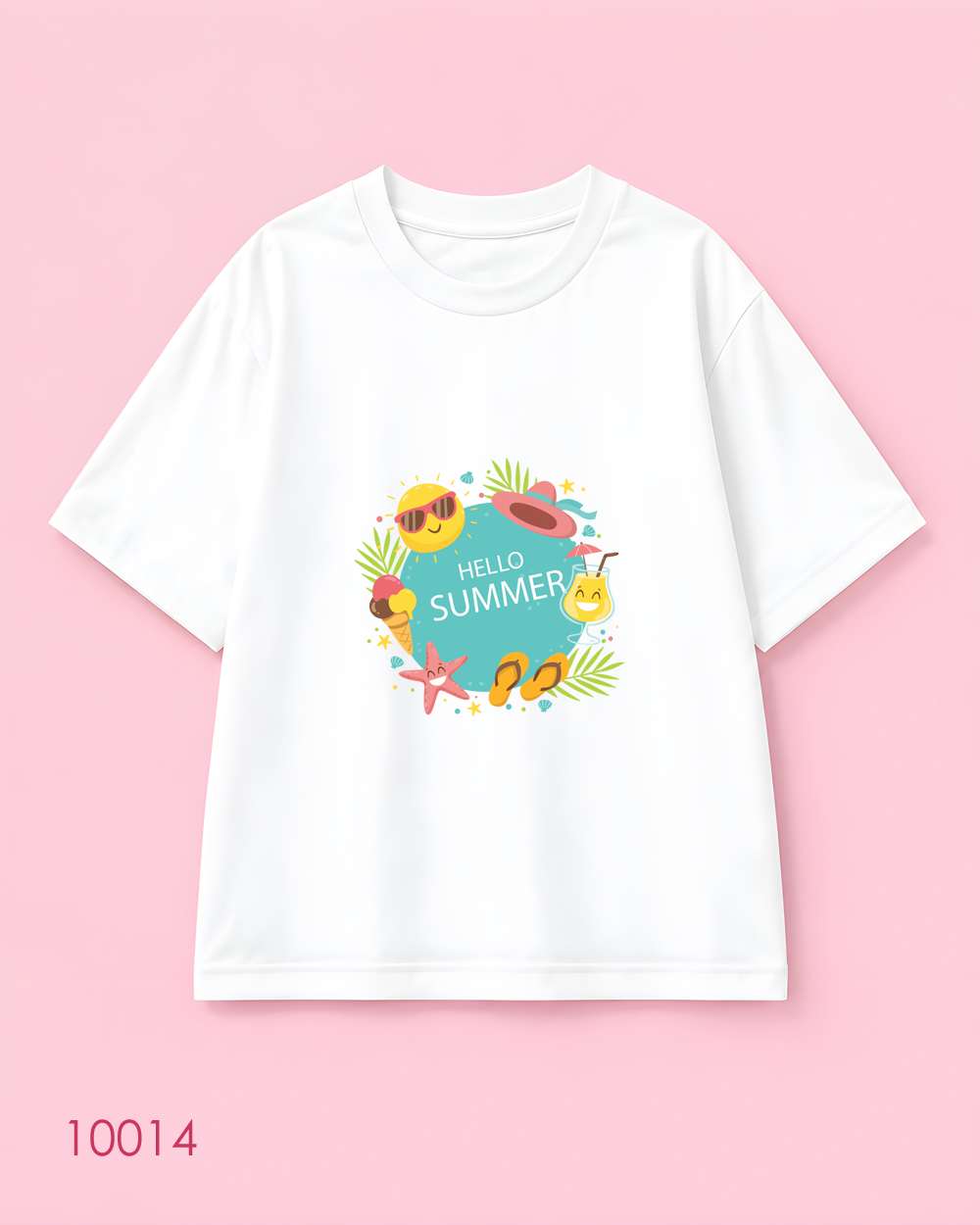 تیشرت اورسایز نخ پنبه طرح Hello Summer ساحلی