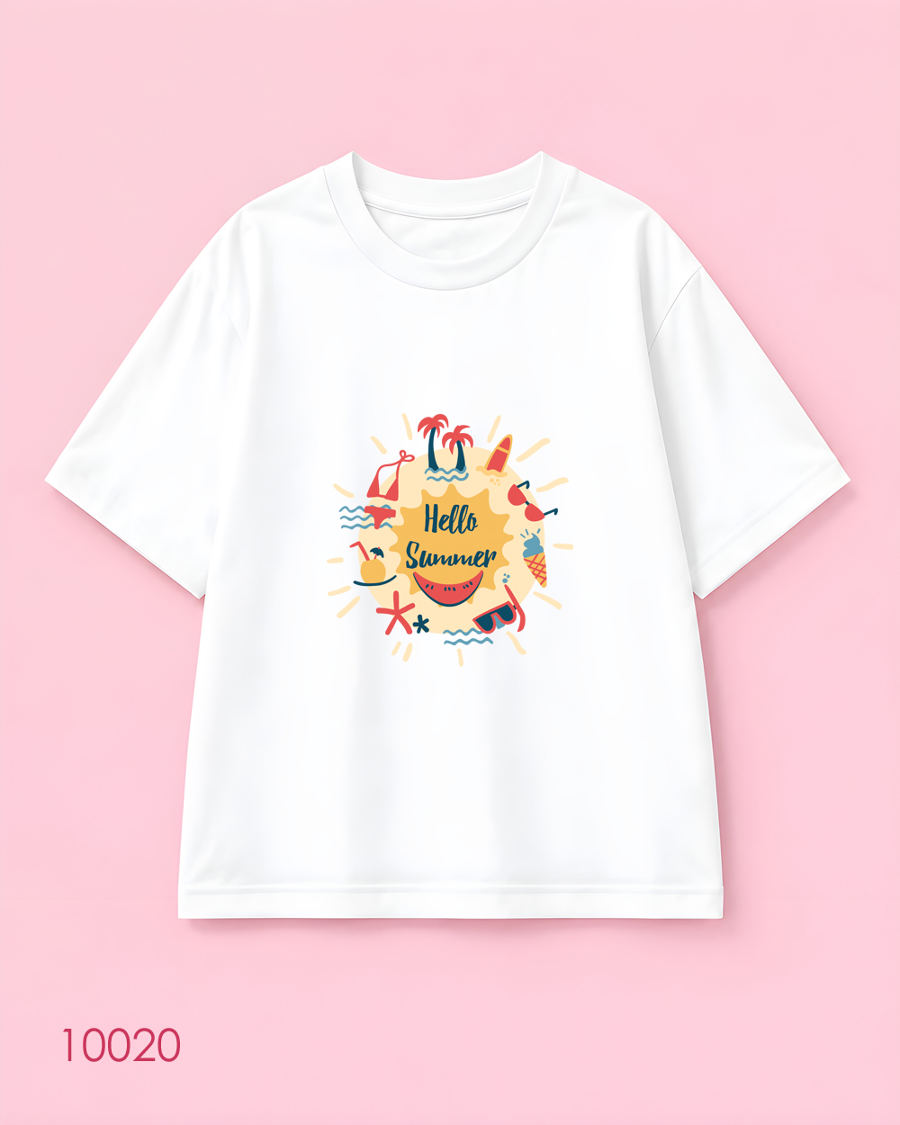 تیشرت اورسایز نخ پنبه طرح Hello Summer با تم ساحلی و استایل تابستانی